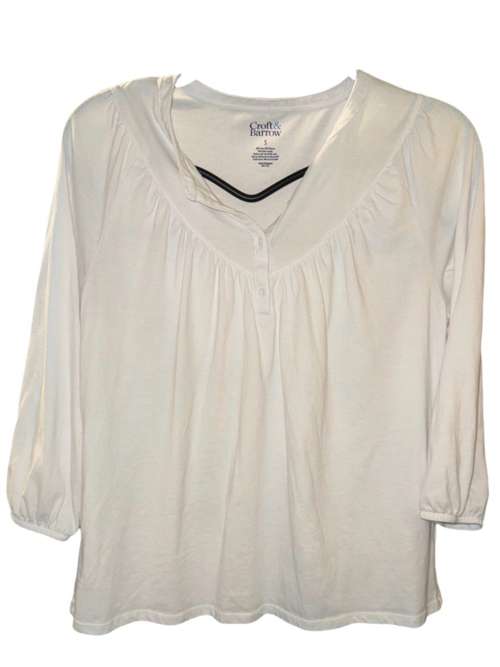 croft & barrow White Women's Peasant Top